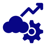 Icône cloud et roue symbolisant la performance
